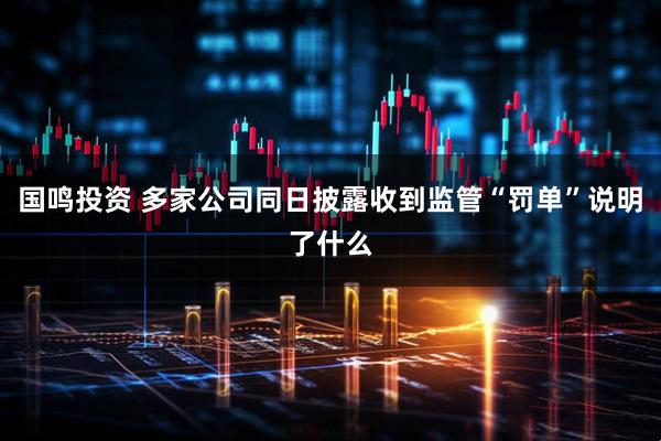 国鸣投资 多家公司同日披露收到监管“罚单”说明了什么