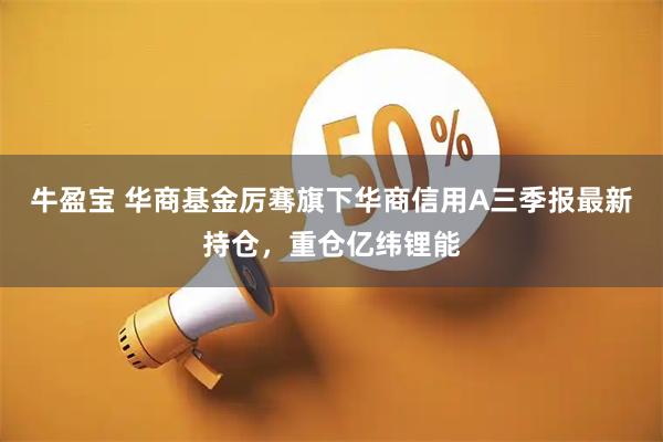 牛盈宝 华商基金厉骞旗下华商信用A三季报最新持仓，重仓亿纬锂能